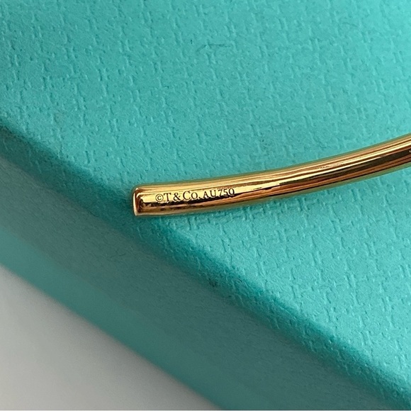 RARE Tiffany & Co. 18k Rubellite Yellow Gold Metro Wire Bangle Bracelet - Picture 5 of 7